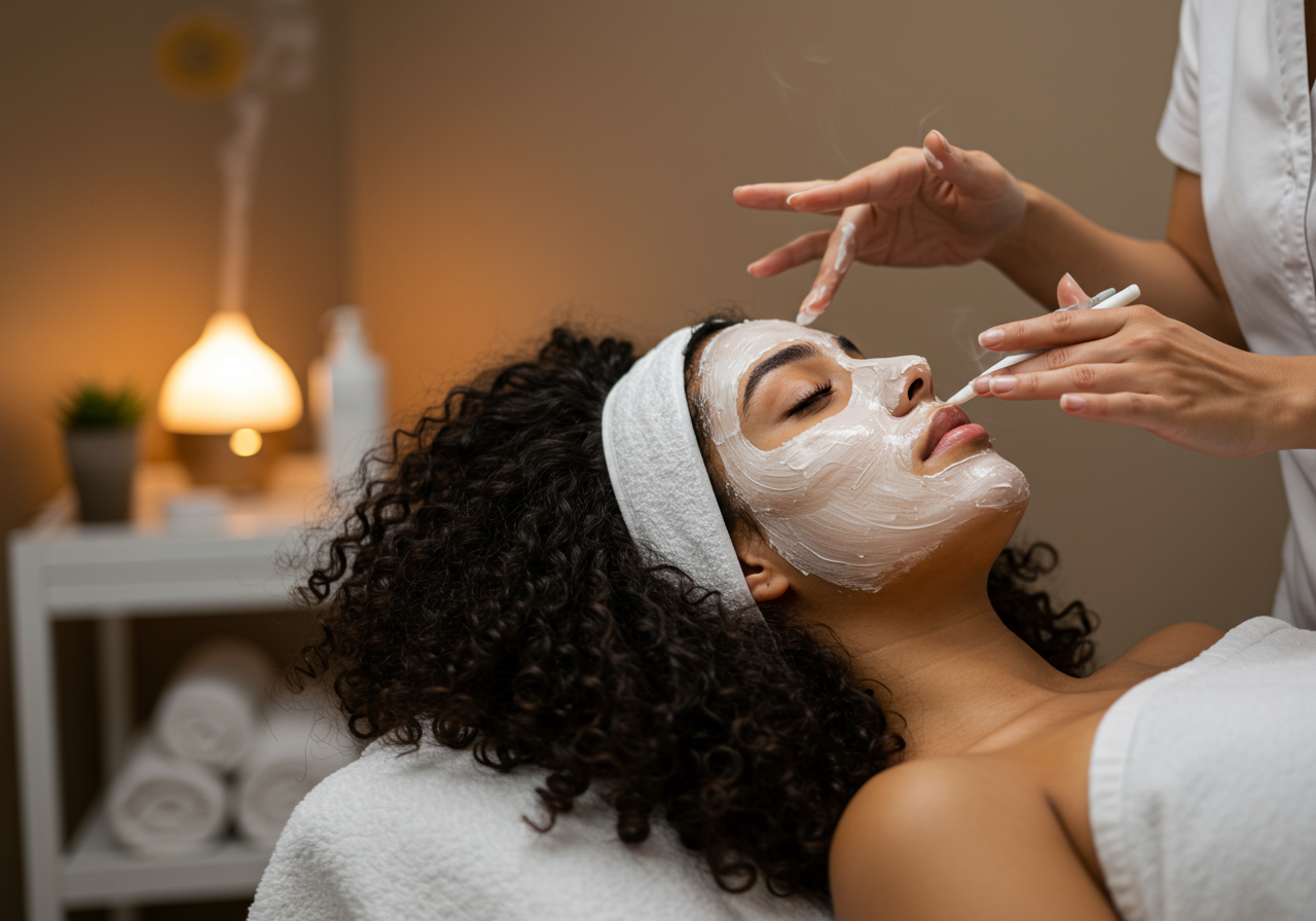 Femme recevant un soin du visage